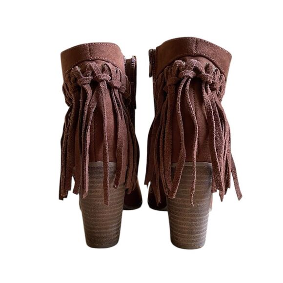 Carlos Santana Twilight Brown Suede Leather Boots Women's Size 6.5 Fringe Heel - Picture 10 of 14